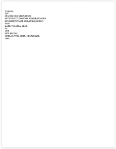 Ein spanisches Steinbuch mit Einleitung und Anmerkungen